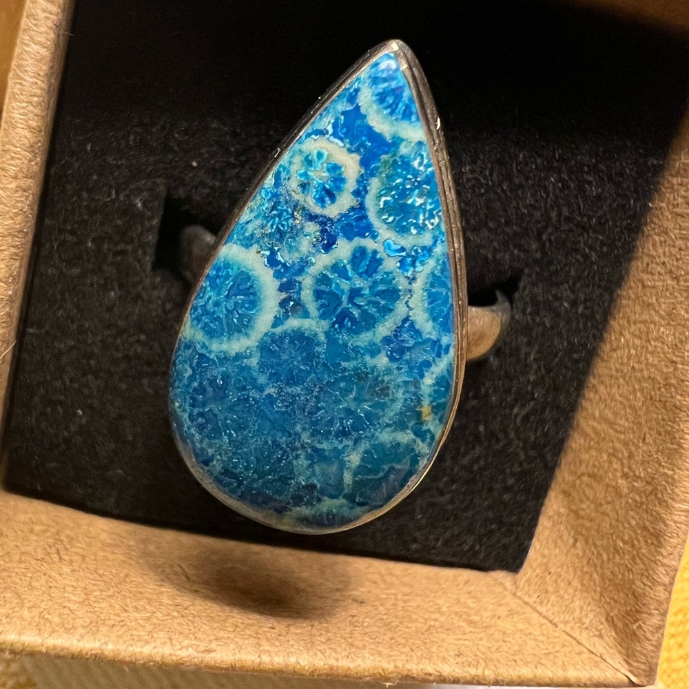 Teardrop Shaped Aqua Turquoise Ring